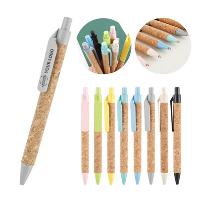 Eco-Friendly Recycled Wheat Straw Cork Ballpoint Pen